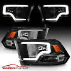 For 2009-2018 Dodge Ram 1500 2500 3500 Black LED Bar Plank style Headlights pair (For: More than one vehicle)