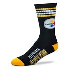 Pittsburgh Steelers 4-Stripe Crew Socks Black Medium