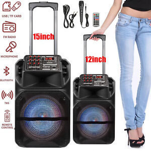 9000W Portable Bluetooth Speaker Sub woofer Heavy Bass Sound Party System w/ Mic