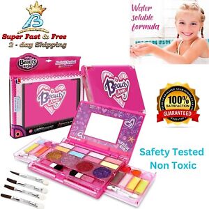Girls Make Up Toy Rinseable Cosmetic Beauty Gift Set Eye Shadow Lip Gloss Brush