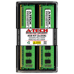 A-Tech 4GB 2 x 2GB PC3-10600 Desktop DDR3 1333 MHz 240-Pin DIMM Memory RAM 4G 2G