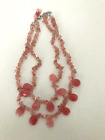 NWT Cherry Quartz Stone Double Strand Beaded Necklace 16