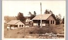 RICE LAKE WI COTTAGES & CHURCH c1940 real photo postcard rppc wisconsin resort