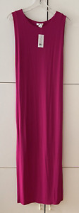 Helmut Lang,NWT,M,High Slit Column Dress w/Peek-a-boo Underdress,Fuchsia