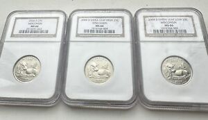Wisconsin Extra Leaf Error NGC MS 66 Rare Trio Coin Set 2004 D High/Low