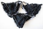 3 NEW But Aged - VINTAGE 100% Silk Black String Bikini Panties LOT Sz SMALL
