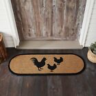 Down Home Rooster & Hens Coir Oblong Oval RUG 17x48 Country Cottage Farmhouse
