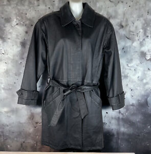 Bagatelle Women's Black Leather Mid-Length Long Trench Coat Jacket Size 6
