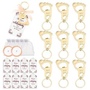48 Pieces Keychain baby shower favors Bottle Opener Gift TagBaby Foot Bottle ...