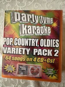PARTY TYME KARAOKE POP COUNTRY OLDIES VARIETY PACK #2 64 SONGS ON 4 CD + Gs