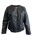 Marina Rinaldi Women's Black Eboli Sheepskin Leather Jacket NWT
