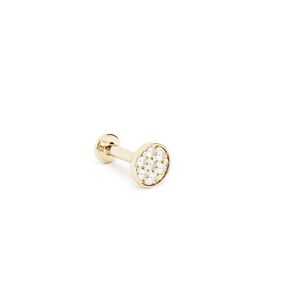 14K REAL Solid Gold Diamond Round Circle Stud Helix Tragus Cartilage Earring 16G