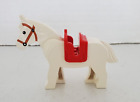 LEGO 4493 White Horse with Black Eyes, Orange Bridle, and Red Saddle