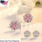 Elegant Stud Earring Women 925 Silver Plated Jewelry White Sapphire Simulated