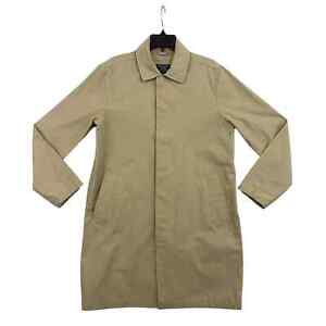 Abercrombie & Fitch Trench Coat Mens Size Small Khaki Tan Full Zip Snap Buttons
