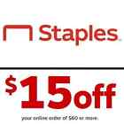 New ListingStaples $15 off $60 Online Order Only Expires 5/27/2024 Excludes Technology