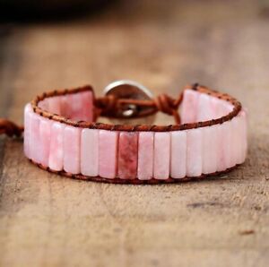 Rose Quartz Pink Handmade Healing Beads Natural Stone Women Men Bracelet Gift