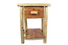 Rustic Night Stand with Storage CEDAR End Table LOG Amish Handcrafted Cabin