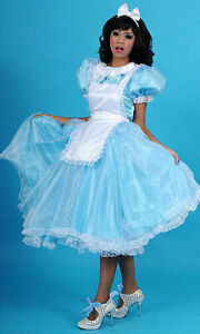 Sissy Girl Maid Blue satin-Organza Lockable Dress Cosplay Costume Tailor-made