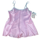 Barbizon Pink Satin Teddy Snap Bottom Vintage Sleepwear Romper Womens Size Large