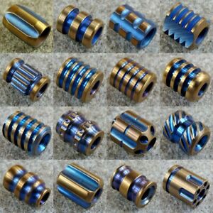 Titanium Lanyard Bead Knife Beads EDC Pocket Tool Paracord Beads (Blue & Brown)