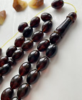 Natural Baltic Amber Islamic Prayer Rosary Cherry 43g. 33 Beads Misbaha Tesbih