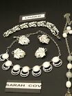 Vintage White Milk Glass Necklace Bracelets Lot of 10 Signed Sarah Cov....