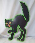 Vintage BEISTLE Halloween die cut paper decoration HISSING BLACK CAT Green 16