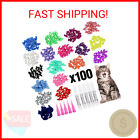 VICTHY 100pcs Cat Nail Caps, Colorful Pet Cat Soft Claws Nail Covers for Cat Cla