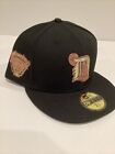 Detroit Tigers New Era 59FIFTY Satin Standout Black Gold Hat Cap 7 3/4 New