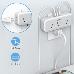 TESSAN 5 Electrical Outlet Extender Surge Protector with 3 USB Wall Charger Plug