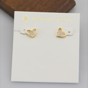 Kendra Scott Ari Heart Stud Earrings for Women -GOLD - Pink Quartz