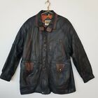 Phase 2 Men's XL Leather Jacket Black w/Brown Accents. Many Pockets.