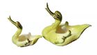 Set of 2 Hull Green Ceramic Duck Swan Mother #80 Baby Planter Ashtray Dish MCM