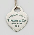 Tiffany & Co Return to Collection Blue Enamel Lettering OnHeart Pendant Necklace