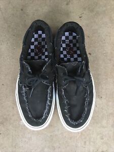 Vans Authentic Mens Black Frayed Canvas Lifestyle Sneakers Shoes