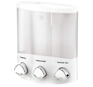 3 Chamber Shower Dispenser Shampoo Conditioner Soap Refillable Wall Mount Corner