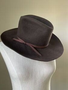 7 1/8 Vintage 10x Beaver Cowboy Hat Beaver Brands Brown Fur felt Western