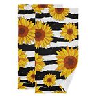 Towel Sets 2 Pack Sunflowers on Black Striped Bath Hand Towels Soft Absorbent...