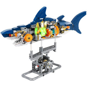Shark Building Blocks Toy Ocean Animal Building Set with Light and Display Stand