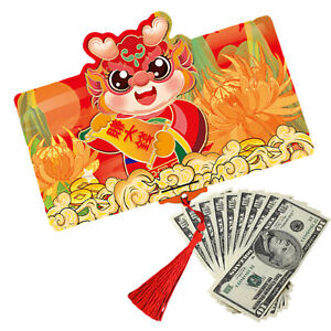 Dragon Red Envelopes 2024 6-Card Slots Foldable New Year Chinese Red Envelopes