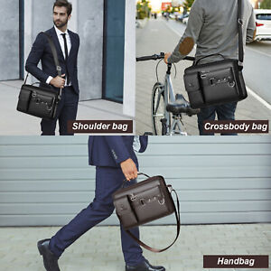 Men's Leather Business Briefcase Handbag Tote Bag Handbag Crossbody Large Capaci