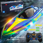 2.4GHz RC Boat Rechargeable Remote Control Racing Boat LED Light for Kids Adults