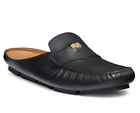 Versace Men's Medusa Driver Mules Loafers Shoes in Black Leather Size 44 / US 11