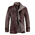 Men Warm Winter Overcoat Lamb Fur Lined Thick Coat Fashion Cowboy Jacket