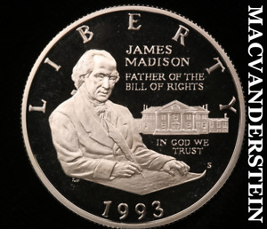 1993-S James Madison Commemorative Silver Half Dollar - Gem Proof Lustrous #V758