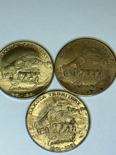 3 Vintage 1961 Dakota Territory Centennial 50 Cent Trade Tokens  SEPTEMBER SALE!