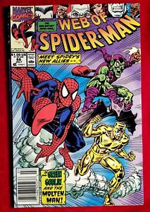 1990 Web of Spider-Man 66 Green Goblin Molten Man App NEWSSTAND key NO CREASES