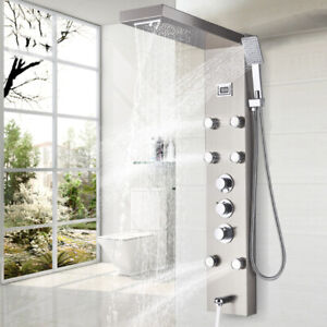 Shower Panel Tower System Stainless Steel Rain Waterfall Massage Body Jets Mixer