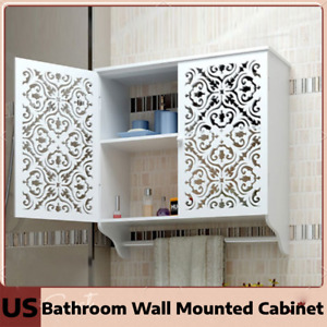 Wall Mount Bathroom Storage Medicine Cabinet Cupboard Organizer w/ Shelf Doors